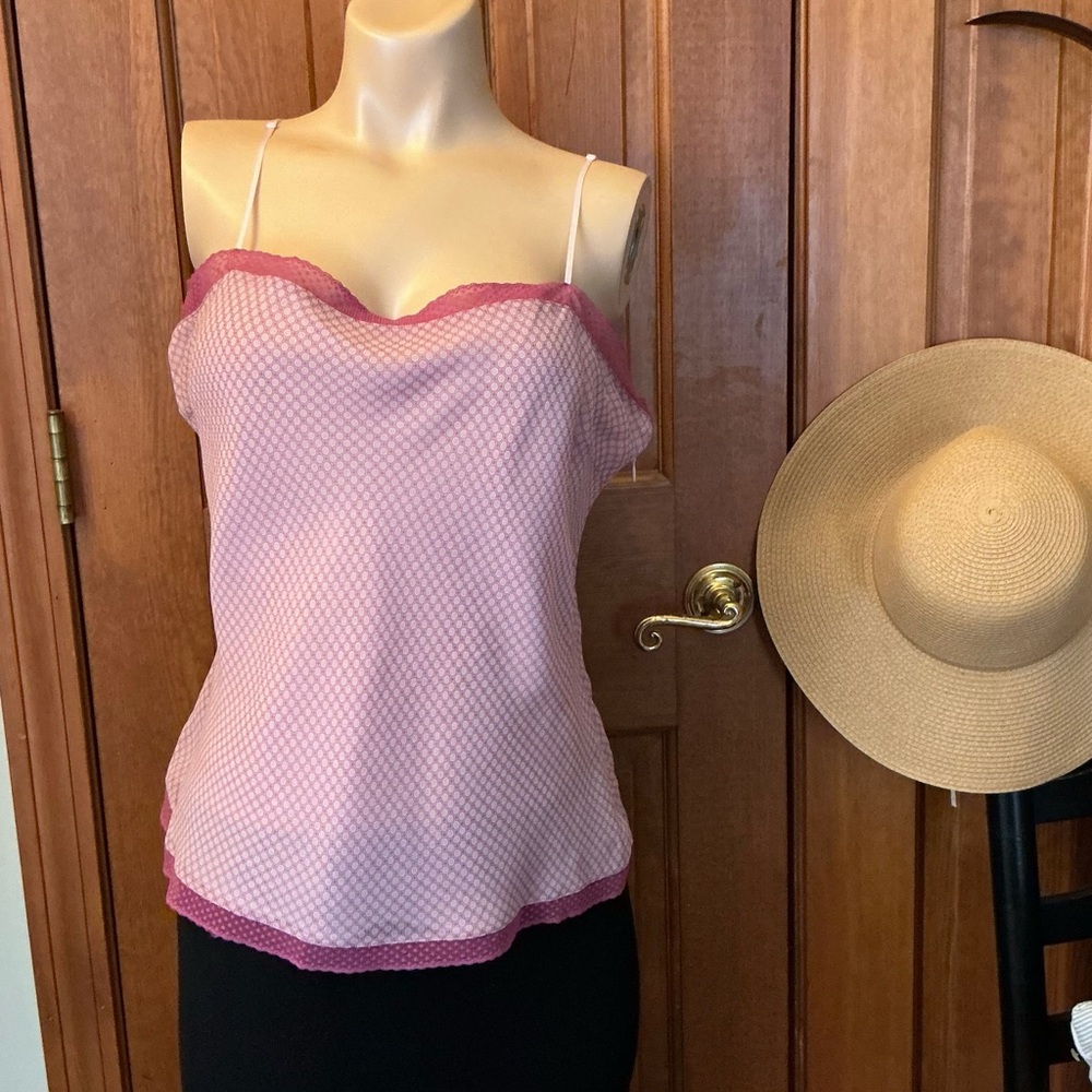 GAP 100% Silk outer layer Light Pink Camisole with Dark Pink Trim